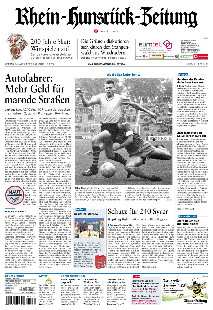Rhein-Hunsrück-Zeitung vom Samstag, 24.08.2013