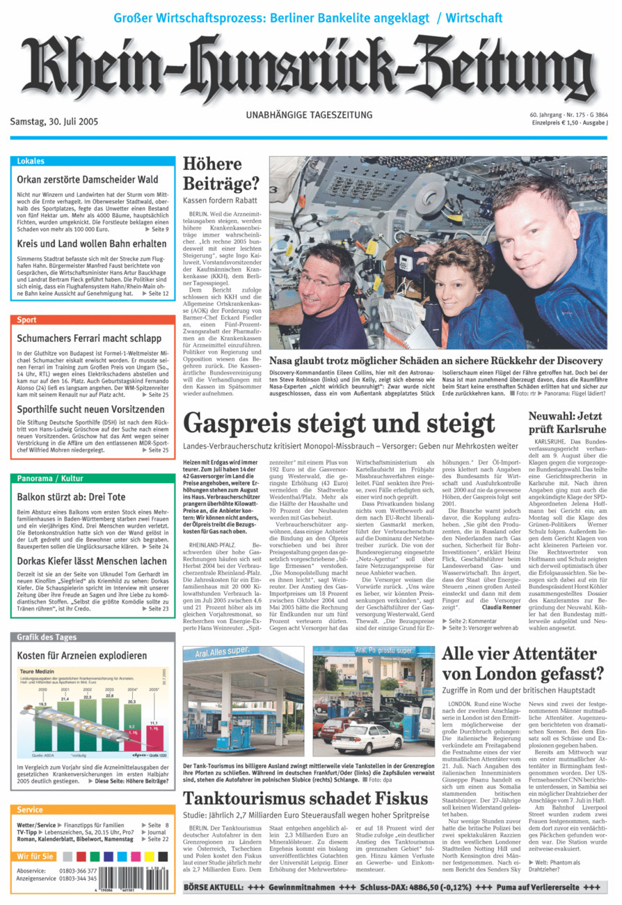 Rhein-Hunsrück-Zeitung vom Samstag, 30.07.2005
