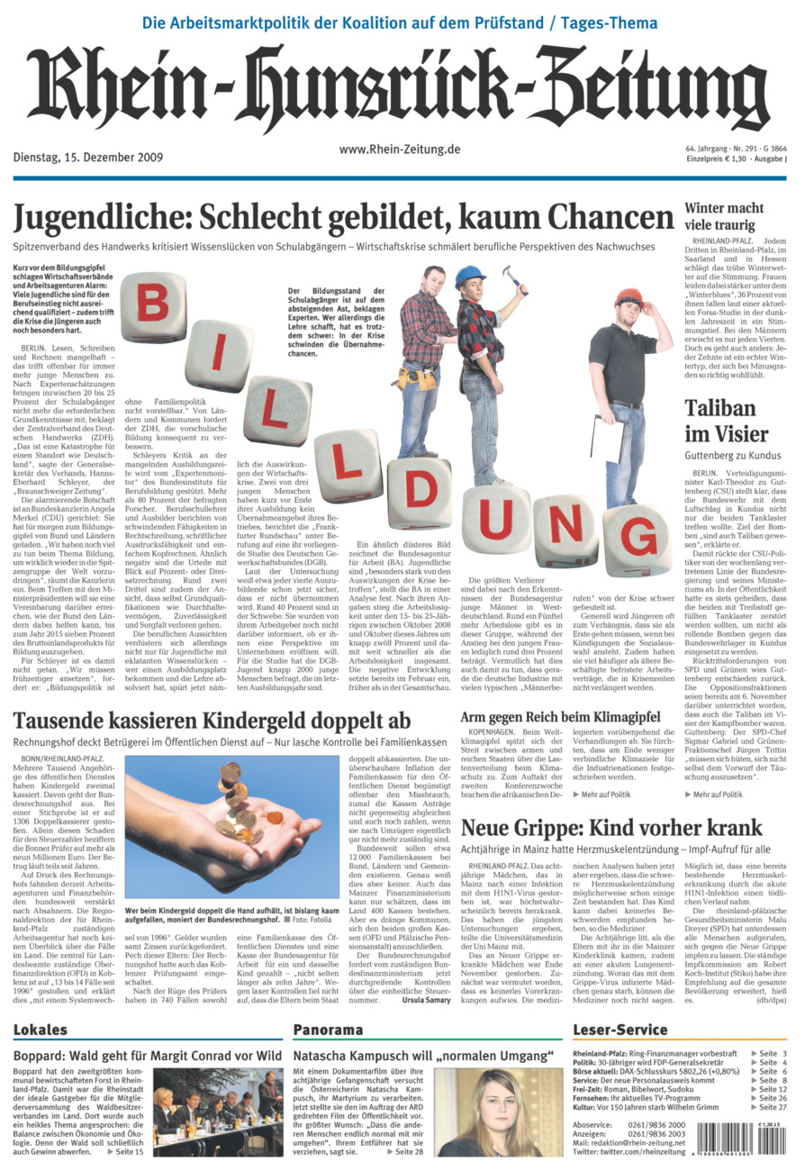 Rhein-Hunsrück-Zeitung vom Dienstag, 15.12.2009