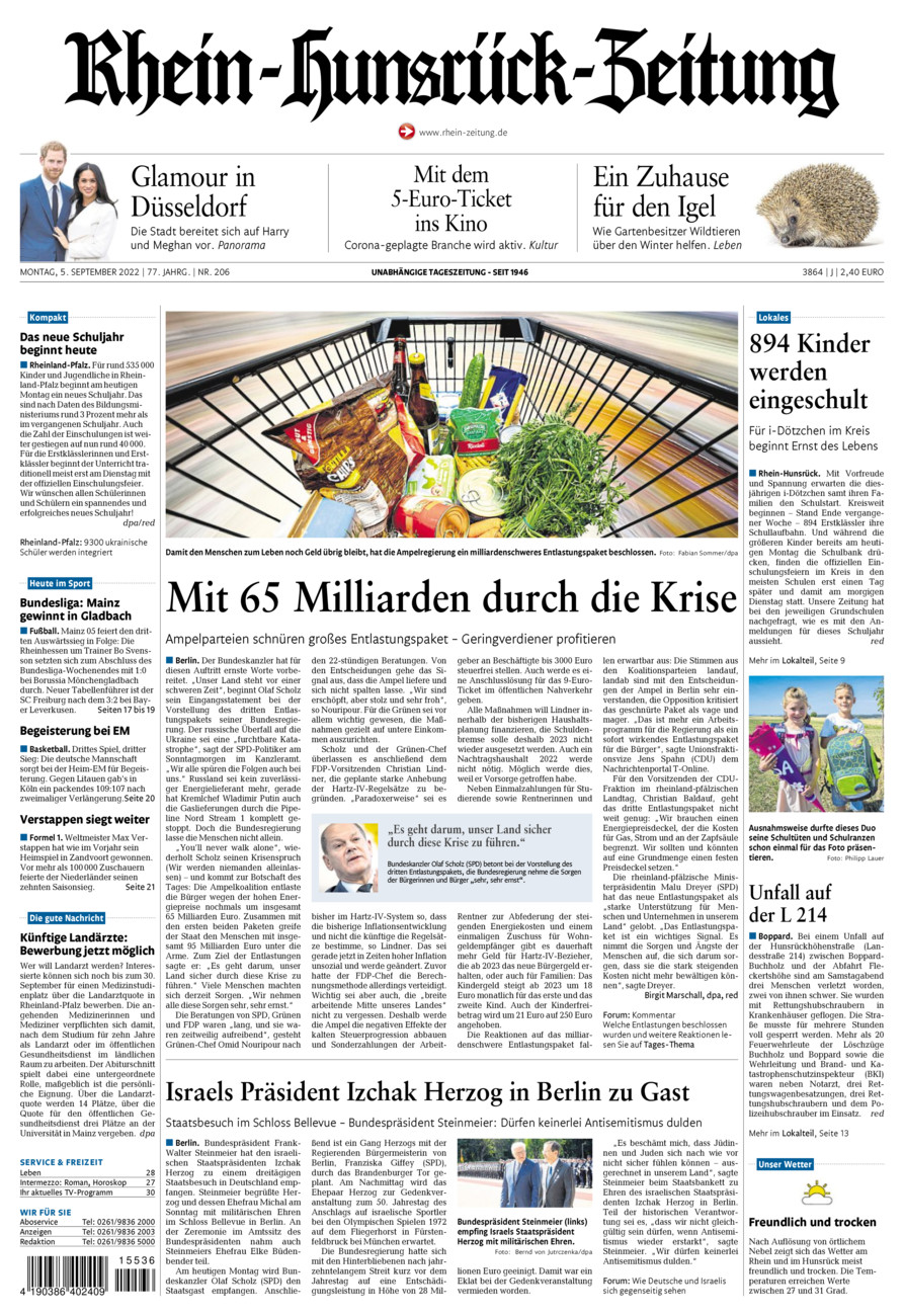 Rhein-Hunsrück-Zeitung vom Montag, 05.09.2022
