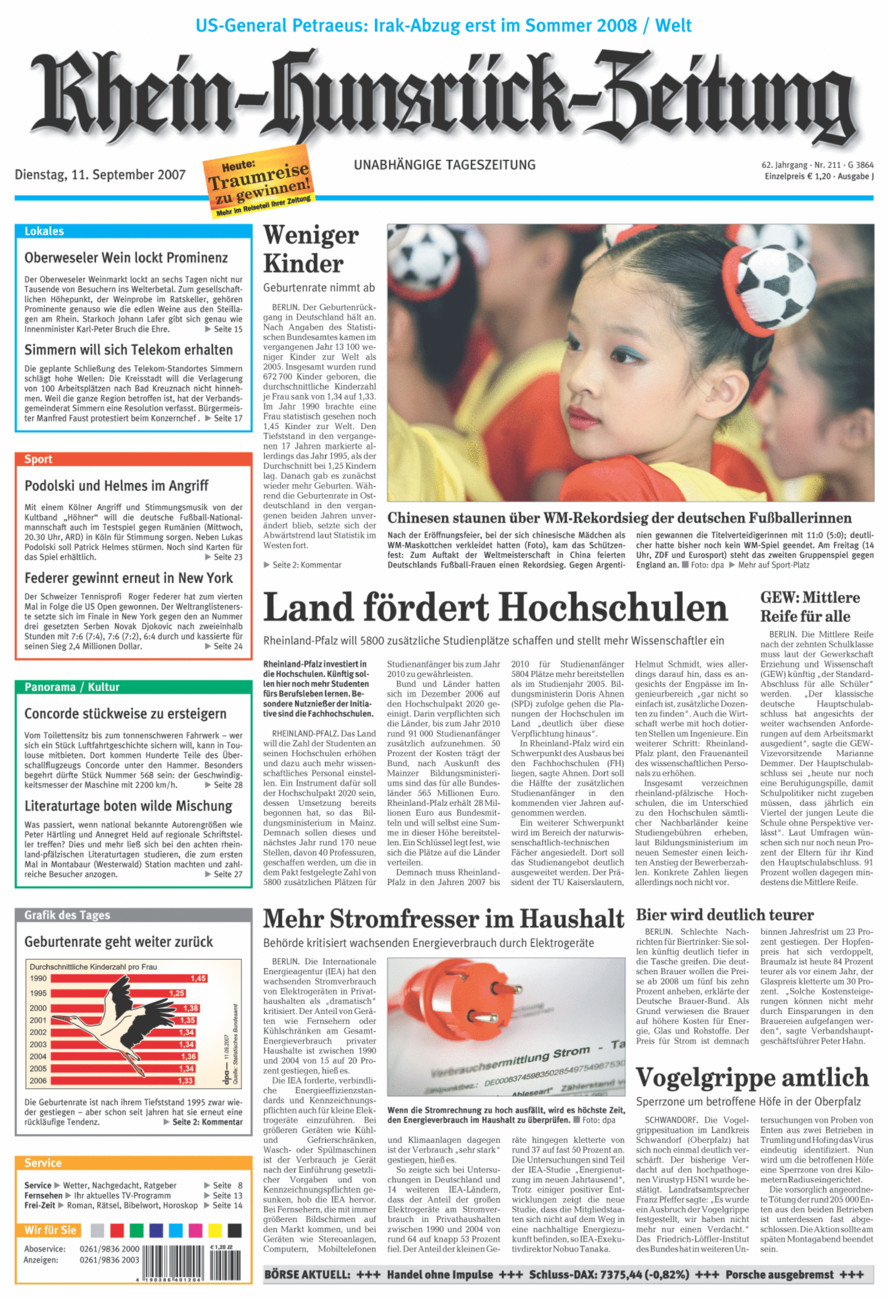 Rhein-Hunsrück-Zeitung vom Dienstag, 11.09.2007