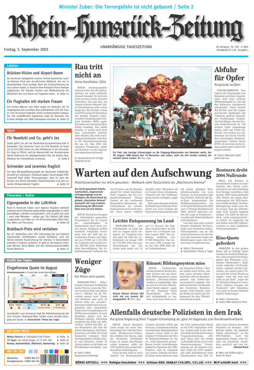 Rhein-Hunsrück-Zeitung vom Freitag, 05.09.2003