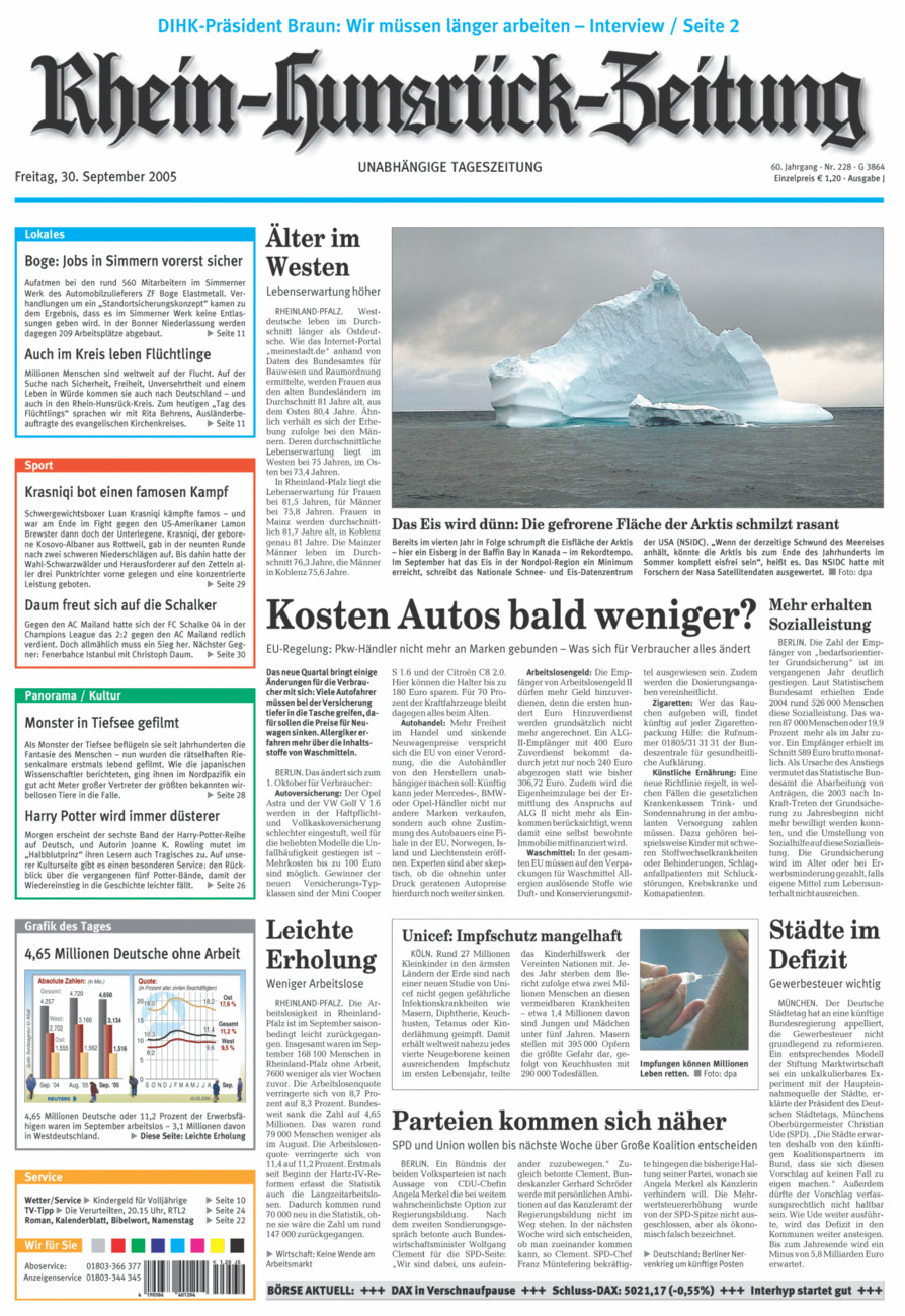 Rhein-Hunsrück-Zeitung vom Freitag, 30.09.2005