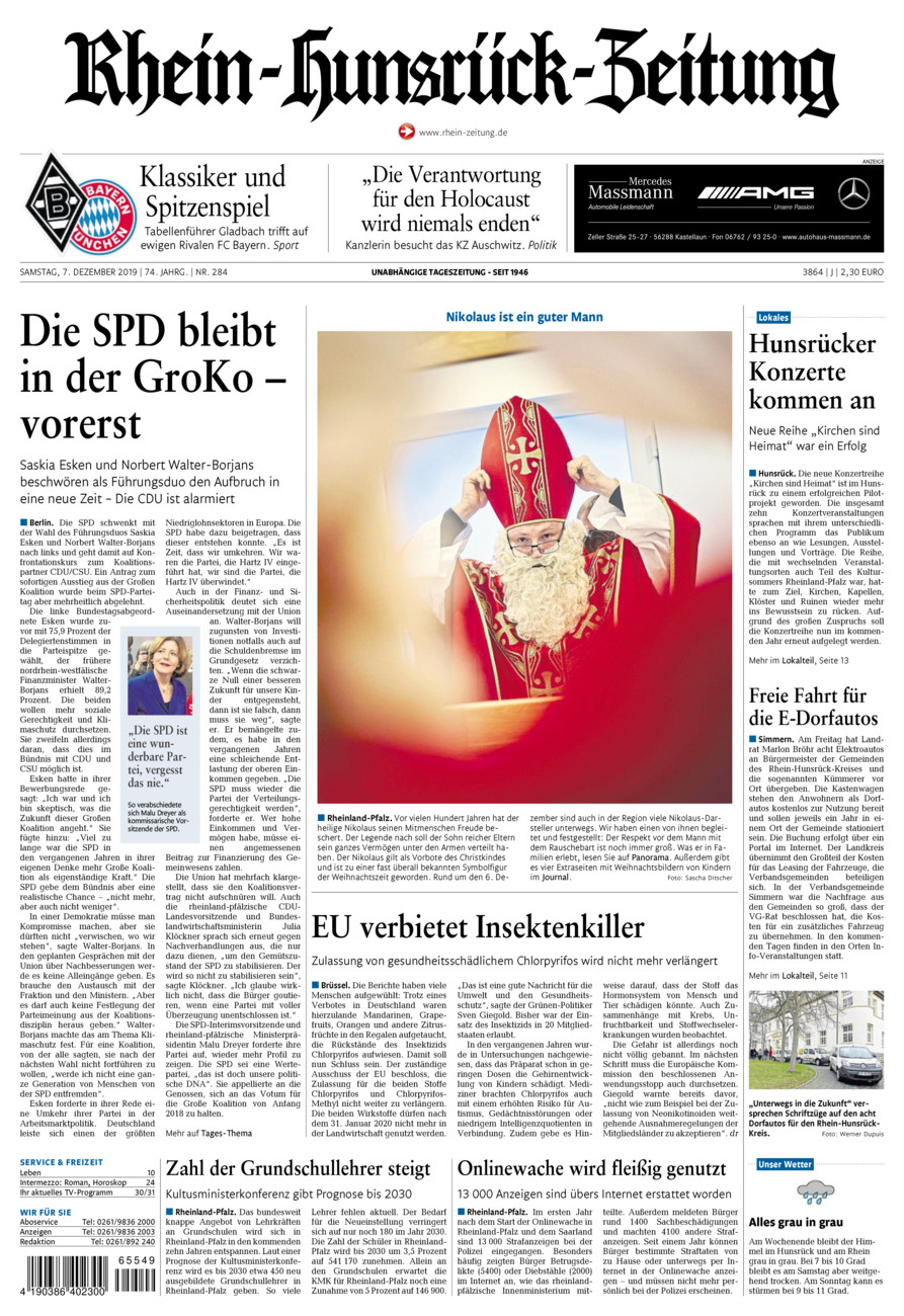 Rhein-Hunsrück-Zeitung vom Samstag, 07.12.2019