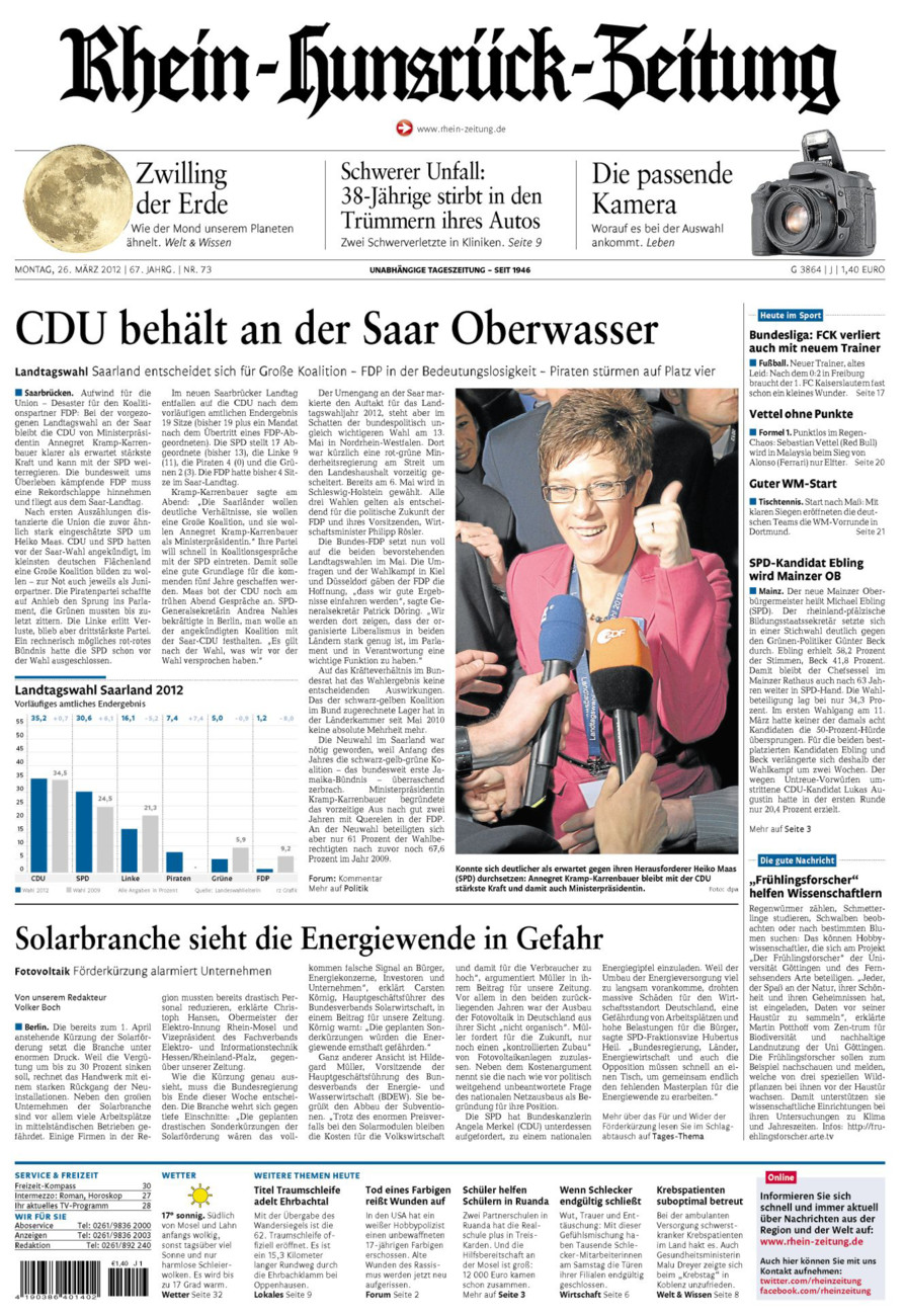 Rhein-Hunsrück-Zeitung vom Montag, 26.03.2012