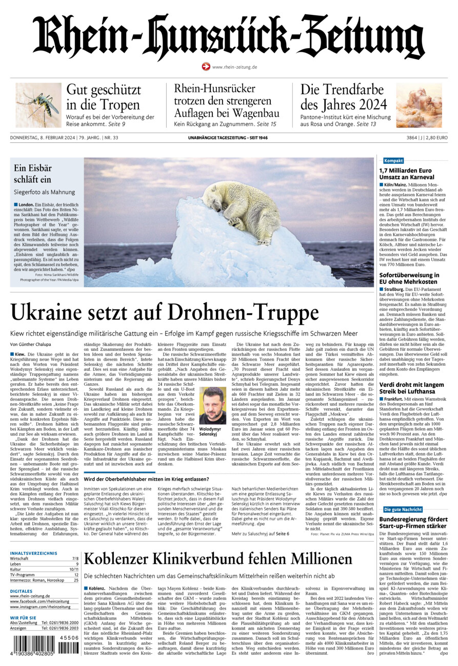 Rhein-Hunsrück-Zeitung vom Donnerstag, 08.02.2024