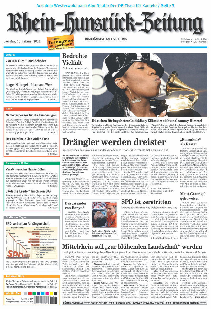 Rhein-Hunsrück-Zeitung vom Dienstag, 10.02.2004