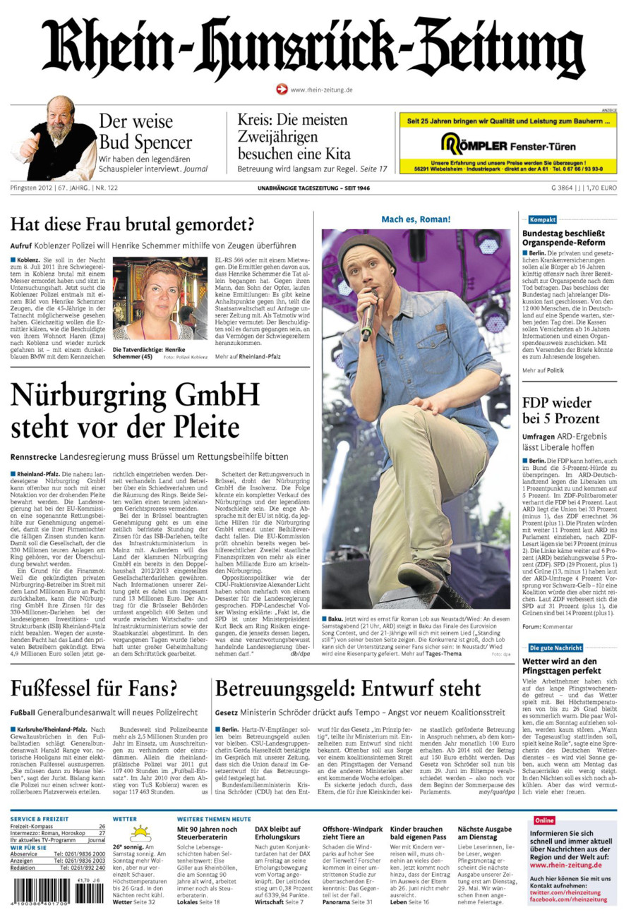 Rhein-Hunsrück-Zeitung vom Samstag, 26.05.2012