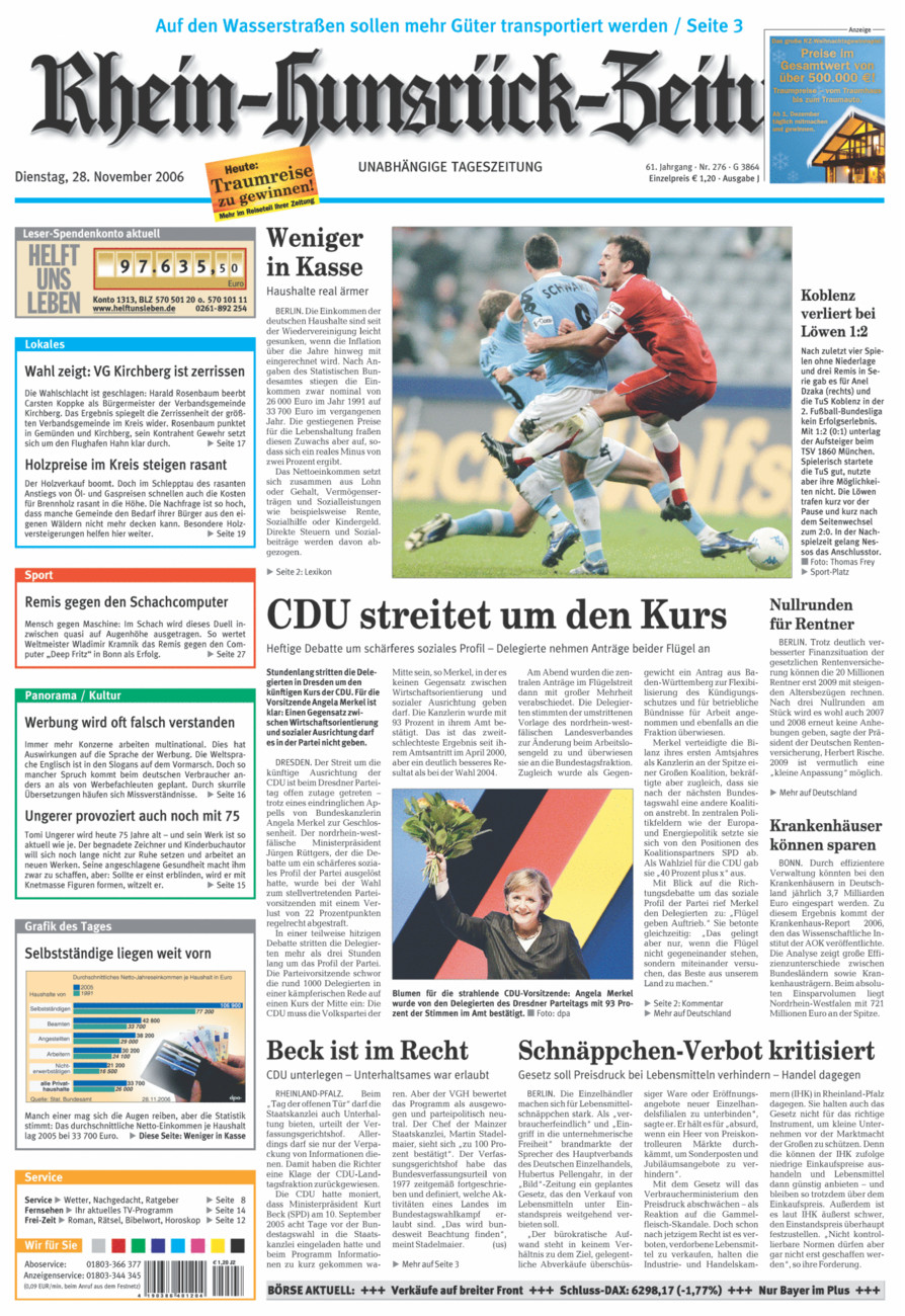 Rhein-Hunsrück-Zeitung vom Dienstag, 28.11.2006