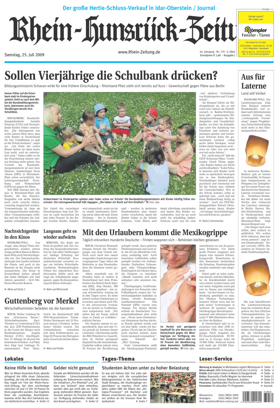 Rhein-Hunsrück-Zeitung vom Samstag, 25.07.2009