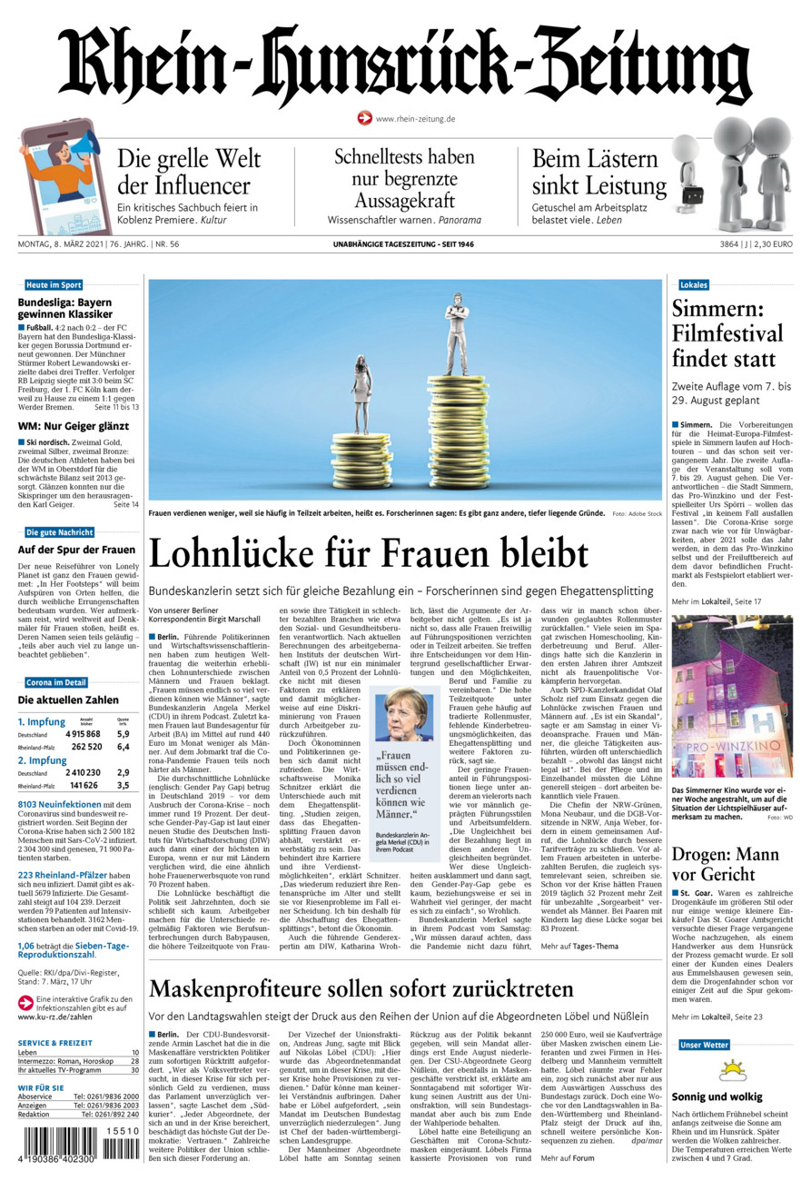 Rhein-Hunsrück-Zeitung vom Montag, 08.03.2021