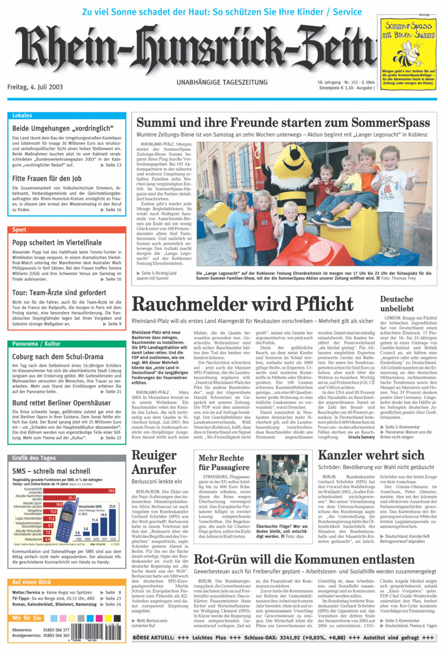 Rhein-Hunsrück-Zeitung vom Freitag, 04.07.2003