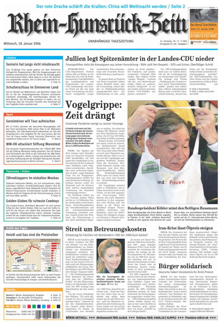 Rhein-Hunsrück-Zeitung vom Mittwoch, 18.01.2006