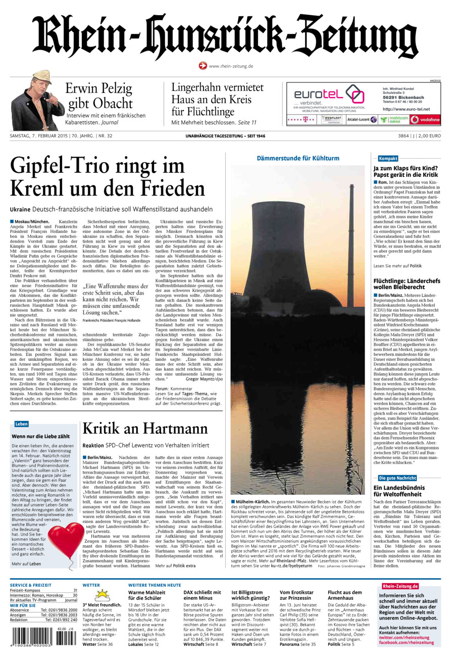 Rhein-Hunsrück-Zeitung vom Samstag, 07.02.2015