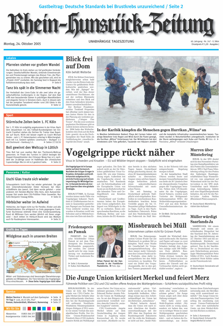 Rhein-Hunsrück-Zeitung vom Montag, 24.10.2005