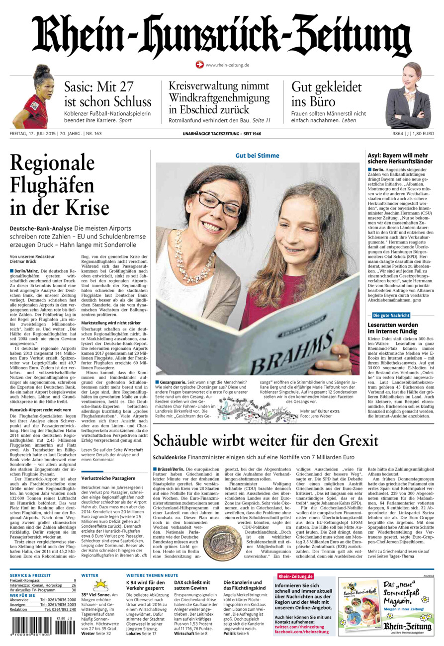 Rhein-Hunsrück-Zeitung vom Freitag, 17.07.2015