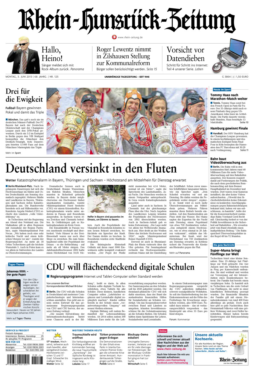 Rhein-Hunsrück-Zeitung vom Montag, 03.06.2013