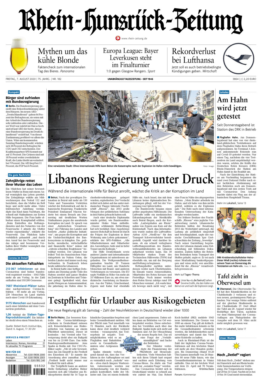 Rhein-Hunsrück-Zeitung vom Freitag, 07.08.2020