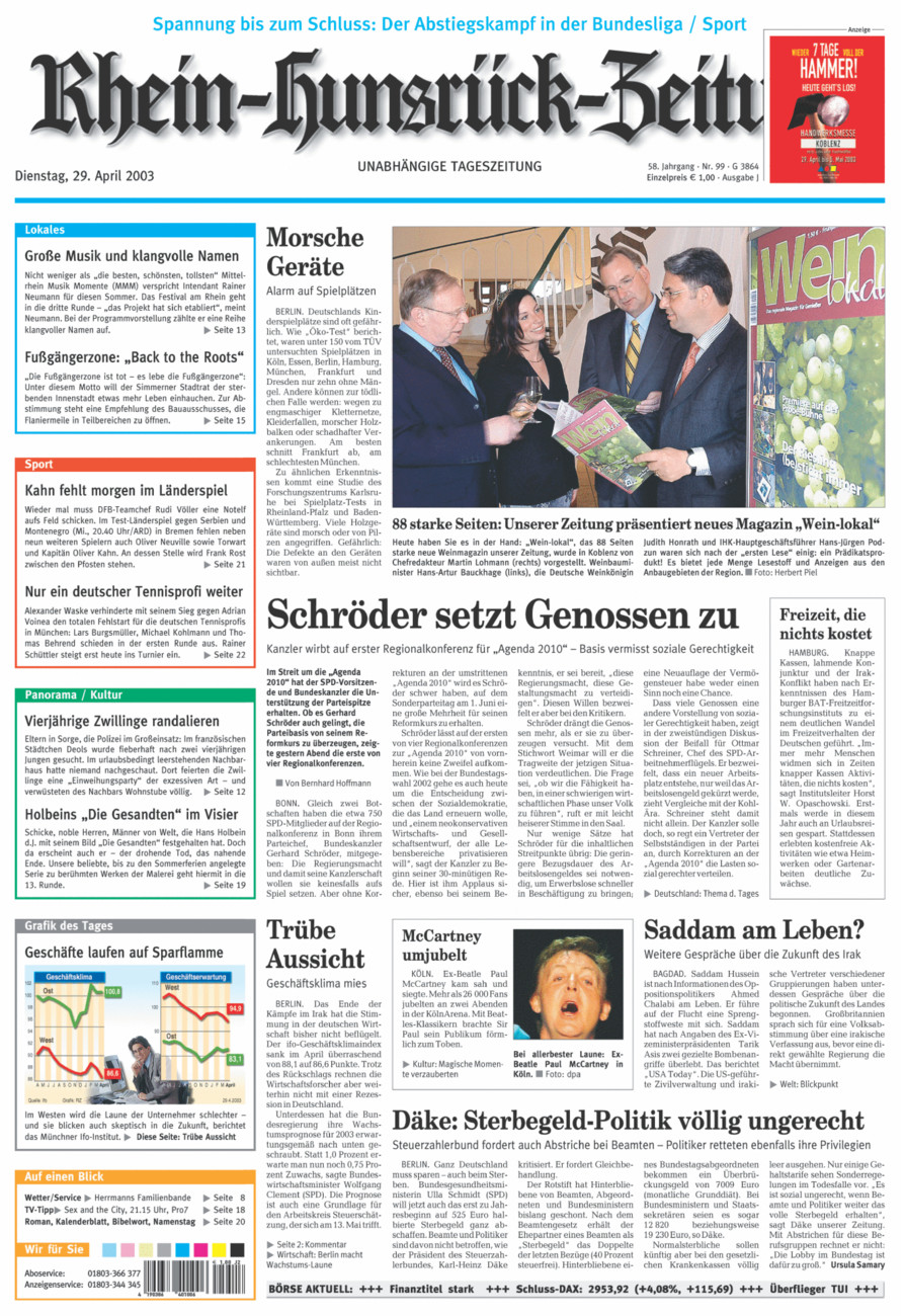 Rhein-Hunsrück-Zeitung vom Dienstag, 29.04.2003