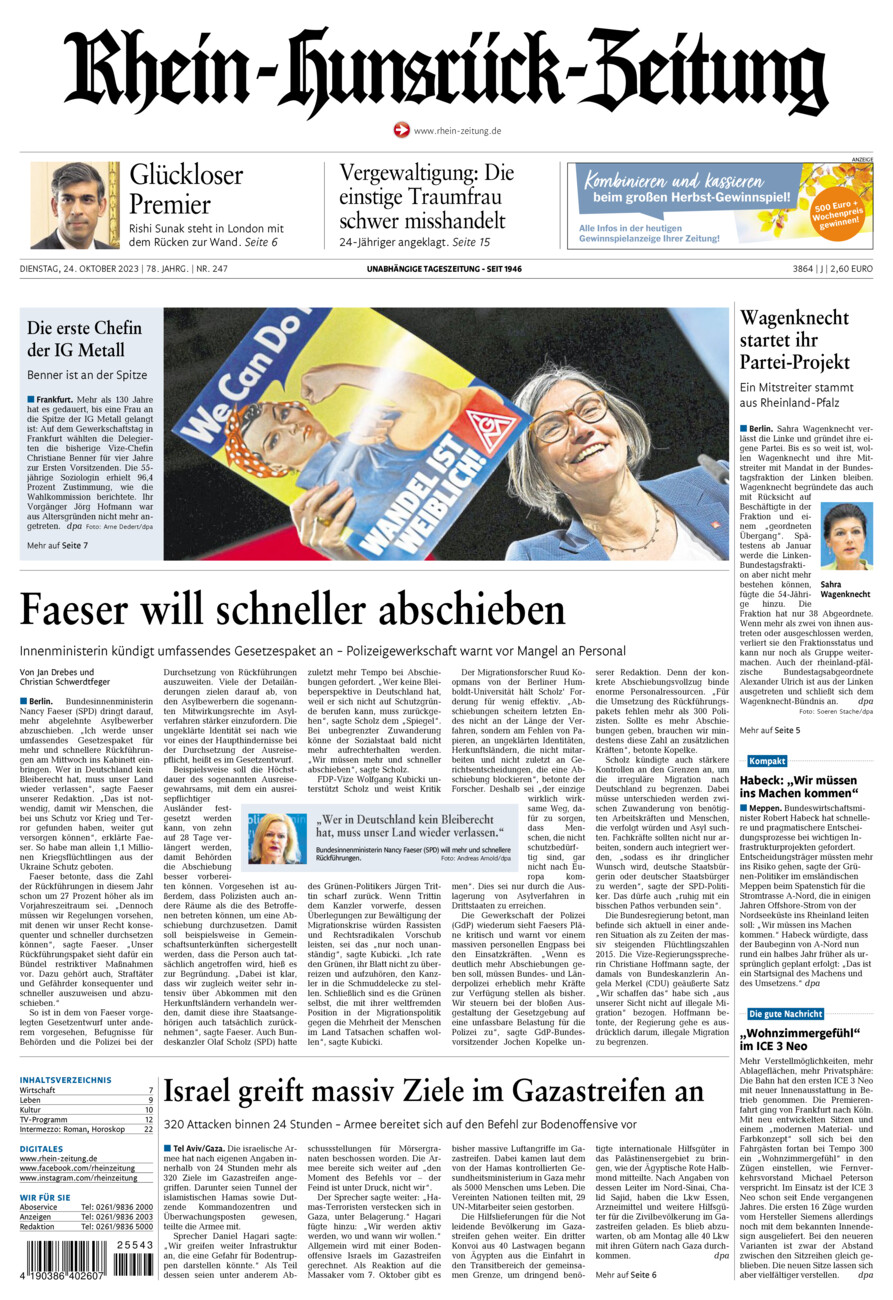 Rhein-Hunsrück-Zeitung vom Dienstag, 24.10.2023