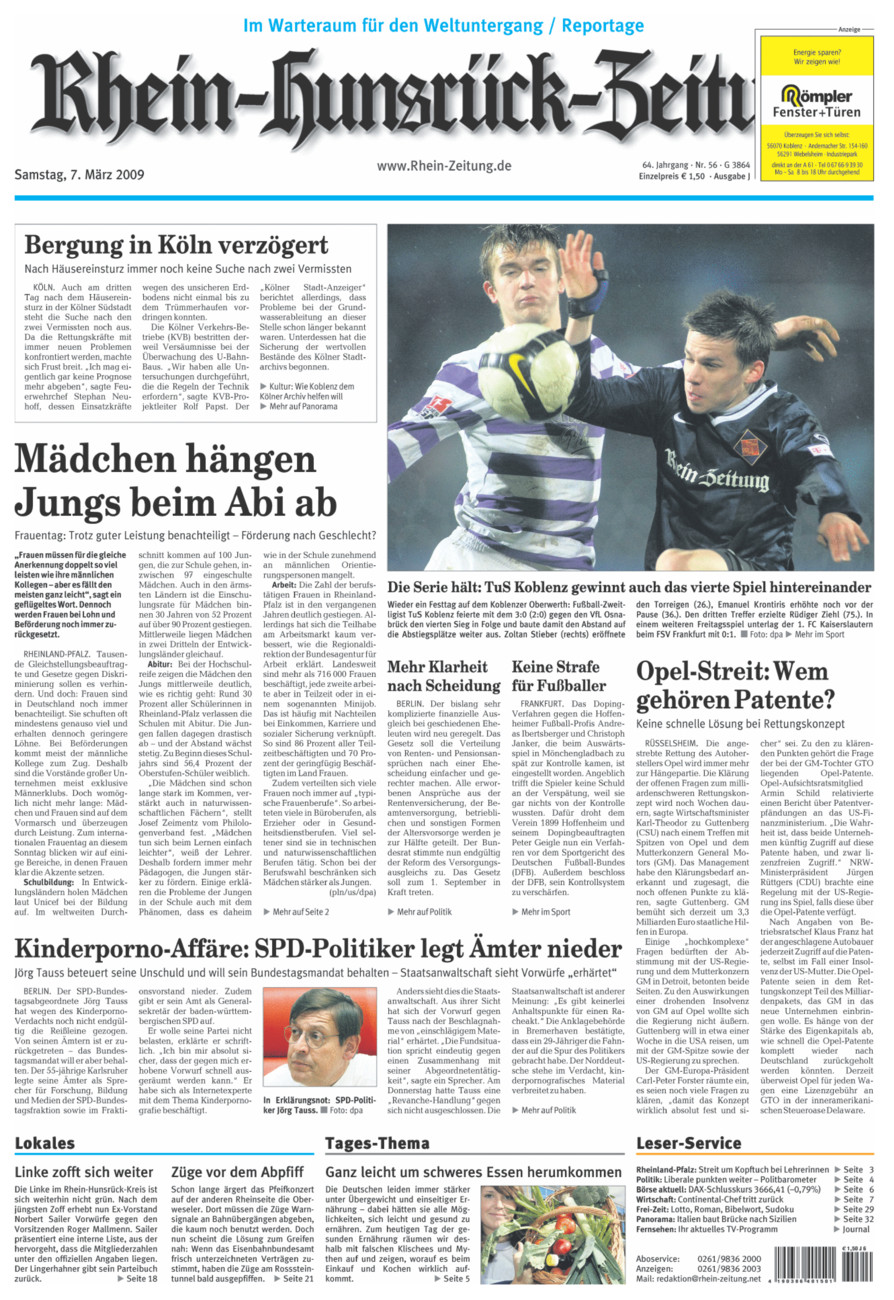 Rhein-Hunsrück-Zeitung vom Samstag, 07.03.2009