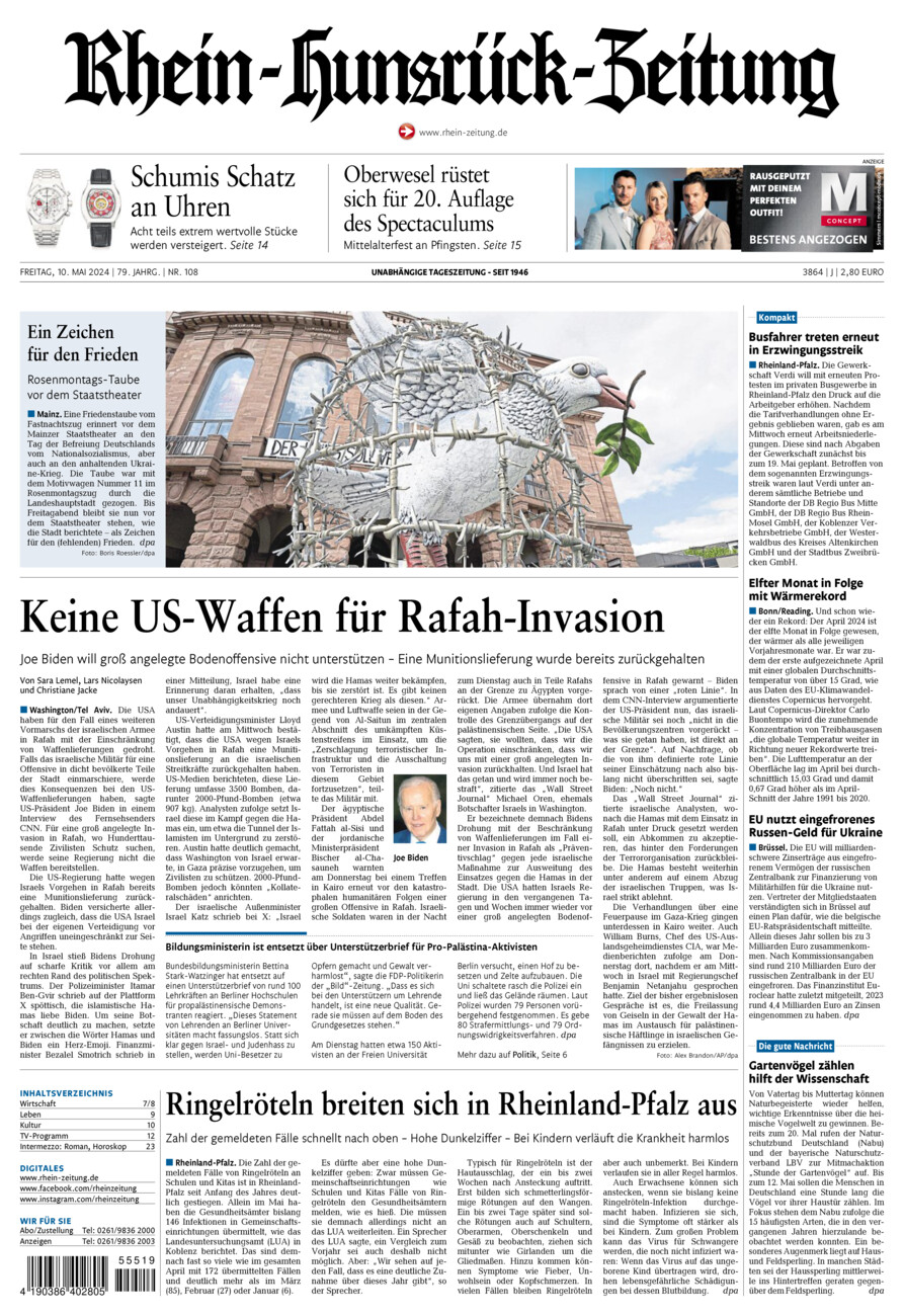 Rhein-Hunsrück-Zeitung vom Freitag, 10.05.2024
