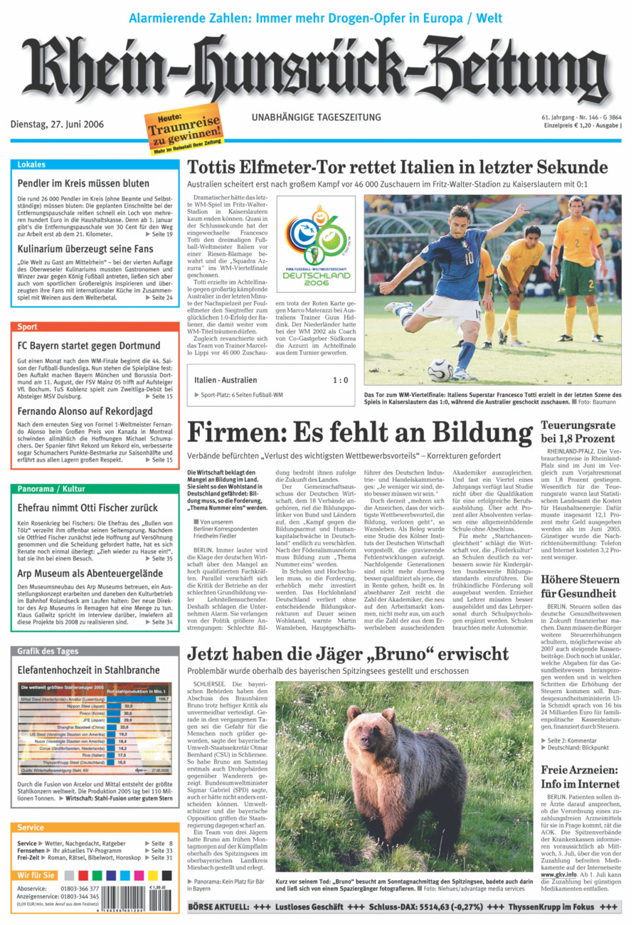 Rhein-Hunsrück-Zeitung vom Dienstag, 27.06.2006