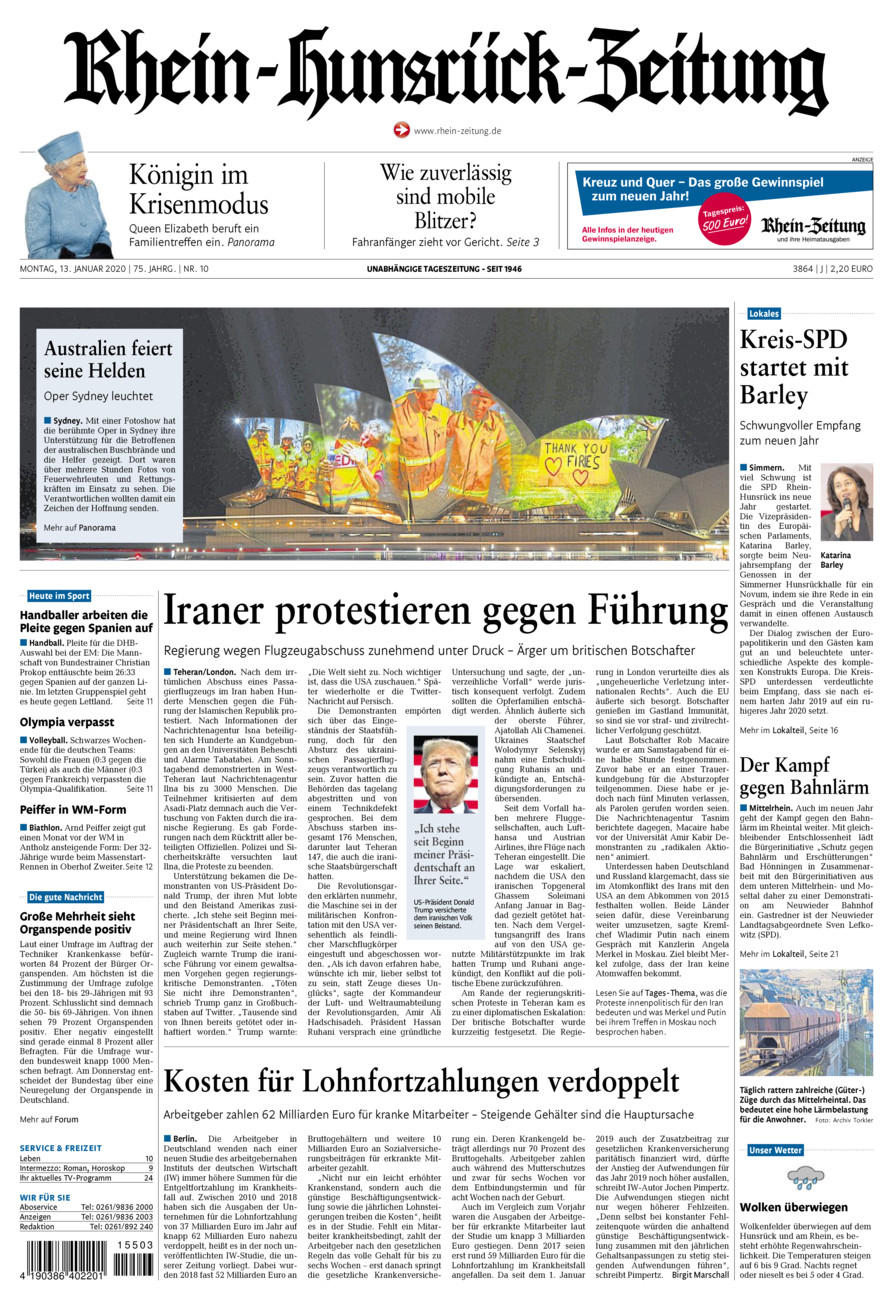 Rhein-Hunsrück-Zeitung vom Montag, 13.01.2020