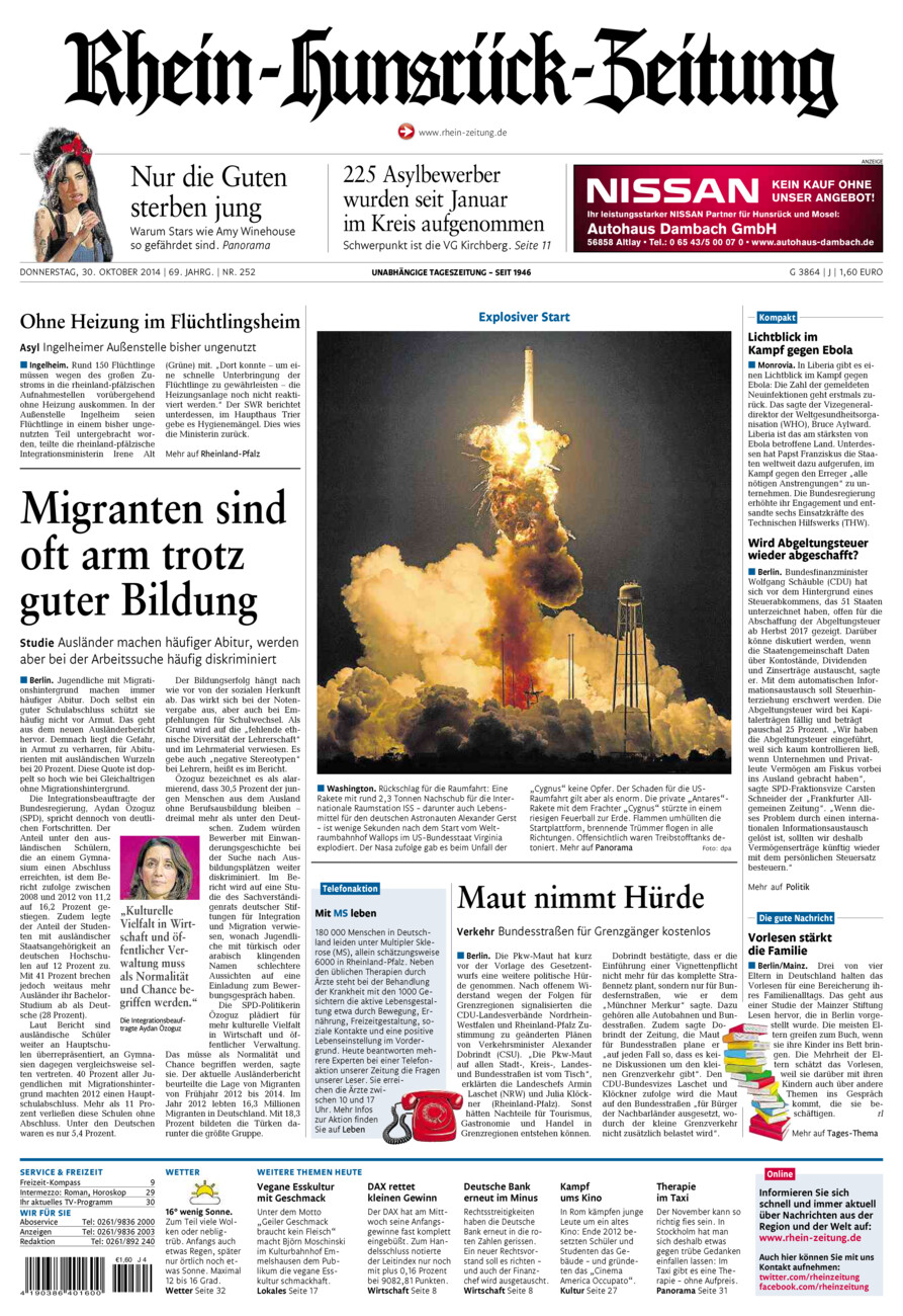 Rhein-Hunsrück-Zeitung vom Donnerstag, 30.10.2014
