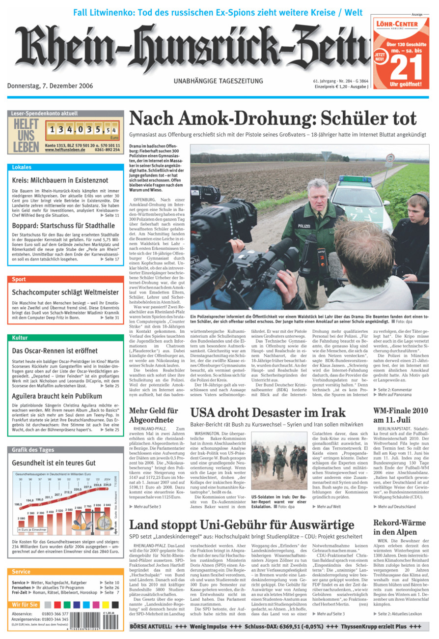 Rhein-Hunsrück-Zeitung vom Donnerstag, 07.12.2006