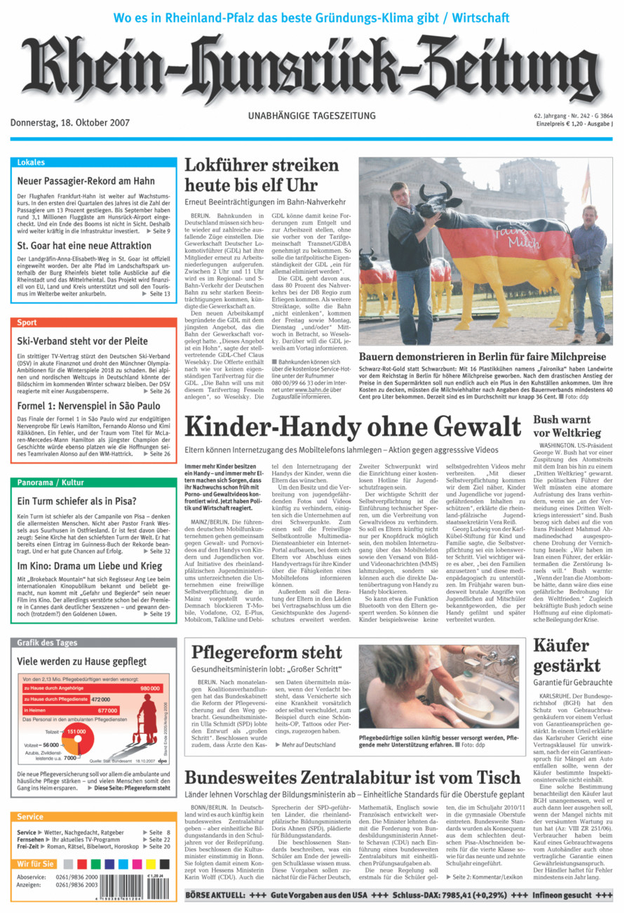 Rhein-Hunsrück-Zeitung vom Donnerstag, 18.10.2007