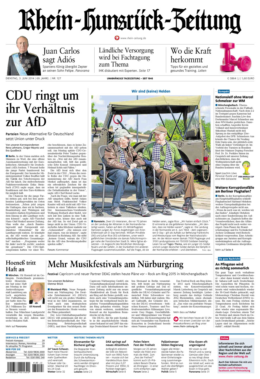 Rhein-Hunsrück-Zeitung vom Dienstag, 03.06.2014