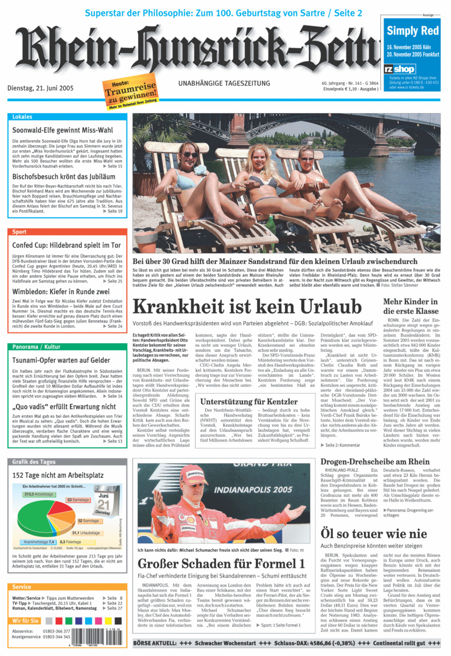 Rhein-Hunsrück-Zeitung vom Dienstag, 21.06.2005