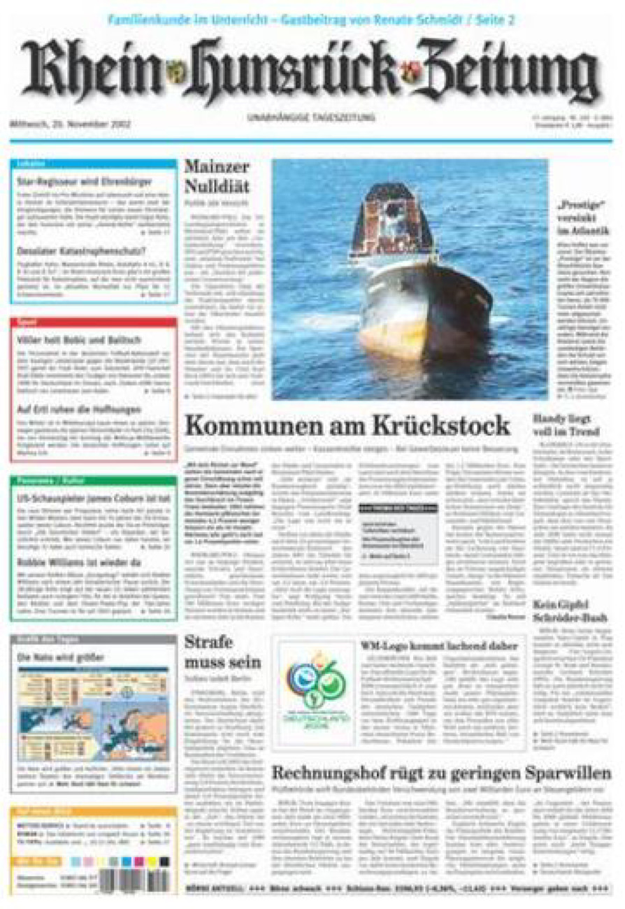 Rhein-Hunsrück-Zeitung vom Mittwoch, 20.11.2002
