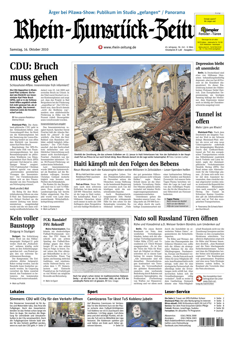 Rhein-Hunsrück-Zeitung vom Samstag, 16.10.2010