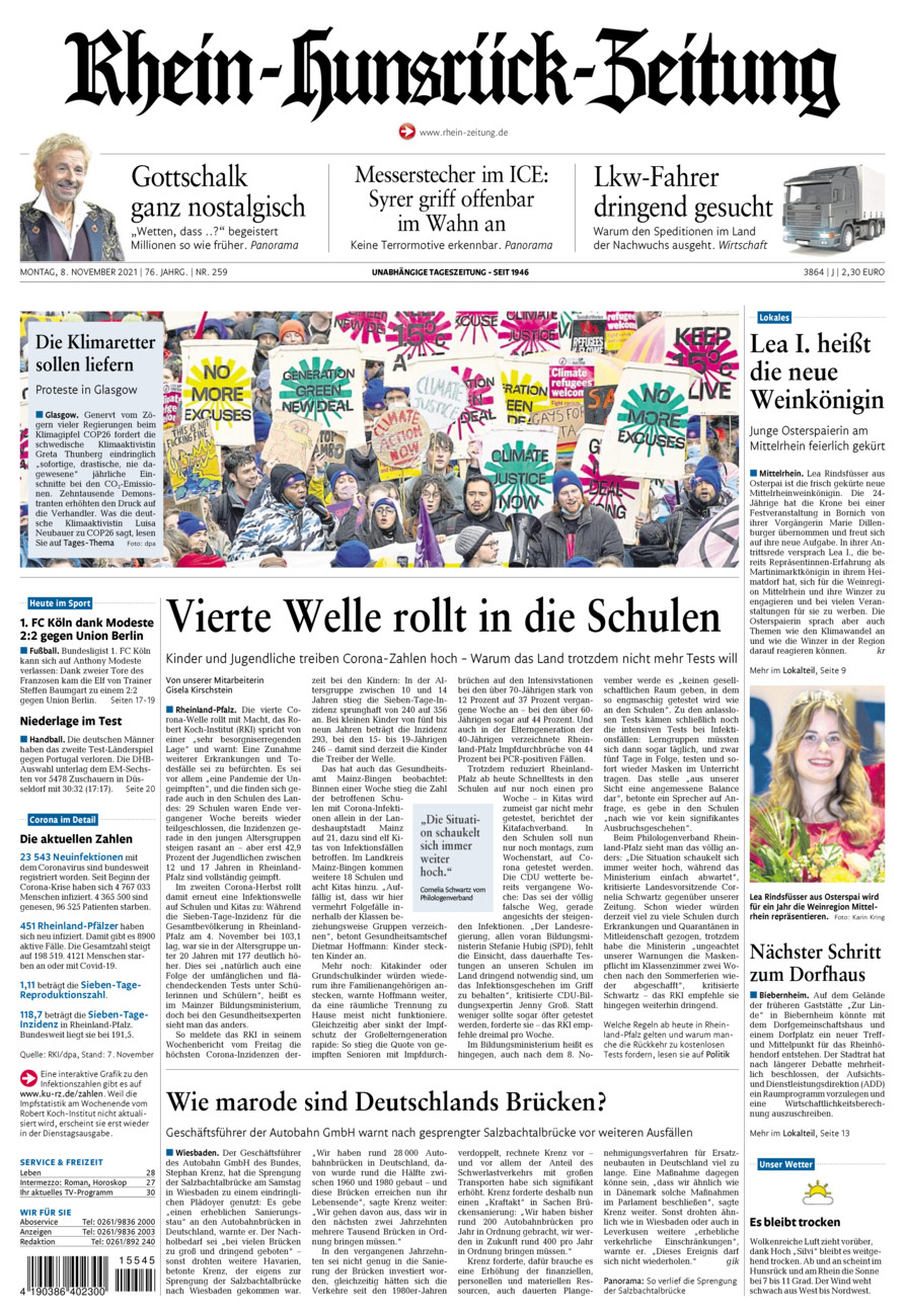 Rhein-Hunsrück-Zeitung vom Montag, 08.11.2021