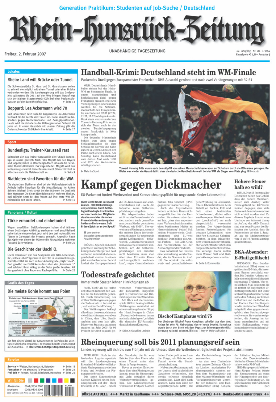 Rhein-Hunsrück-Zeitung vom Freitag, 02.02.2007