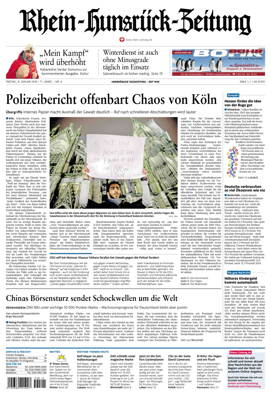 Rhein-Hunsrück-Zeitung vom Freitag, 08.01.2016