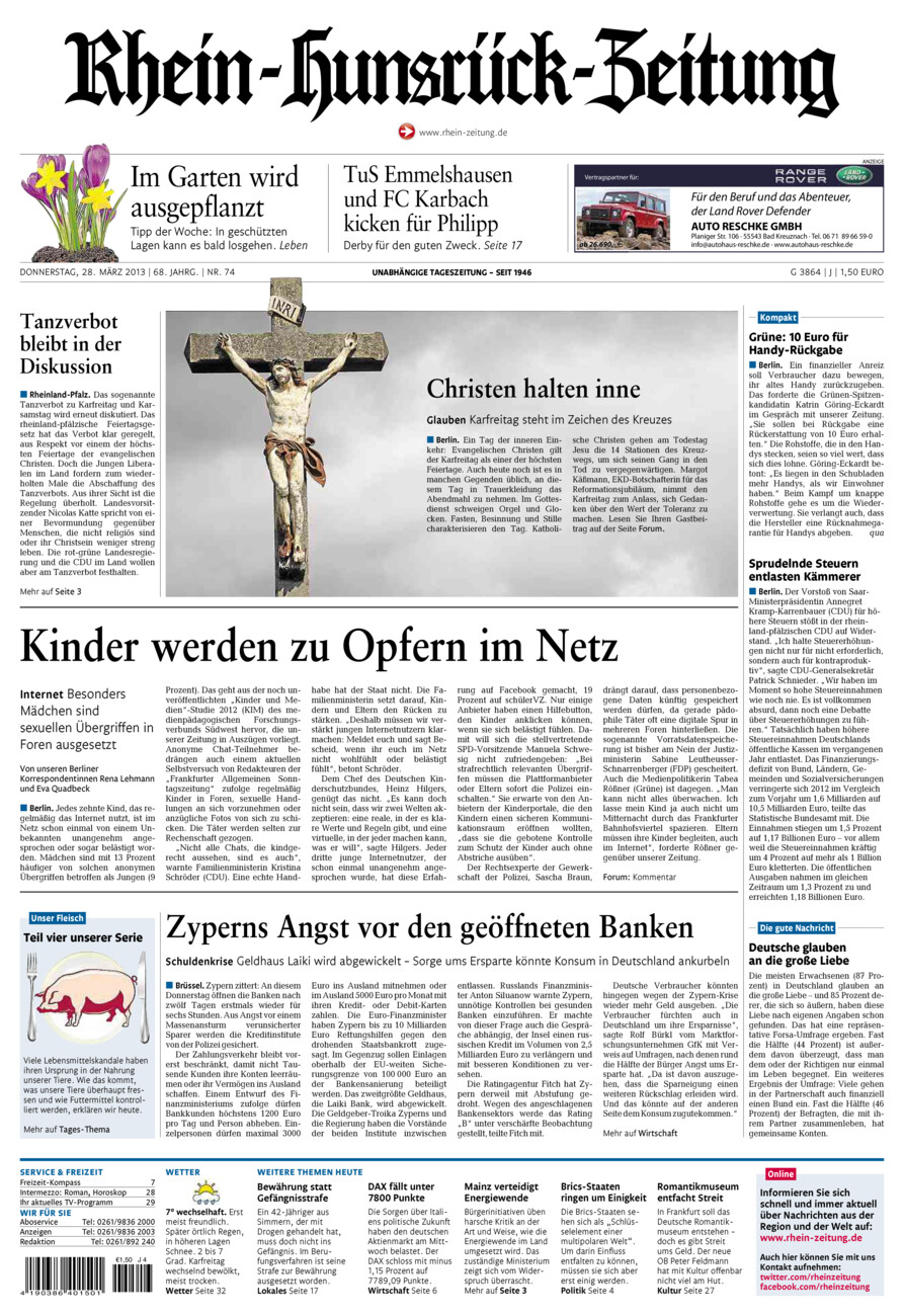 Rhein-Hunsrück-Zeitung vom Donnerstag, 28.03.2013