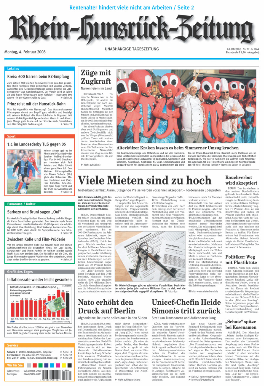 Rhein-Hunsrück-Zeitung vom Montag, 04.02.2008