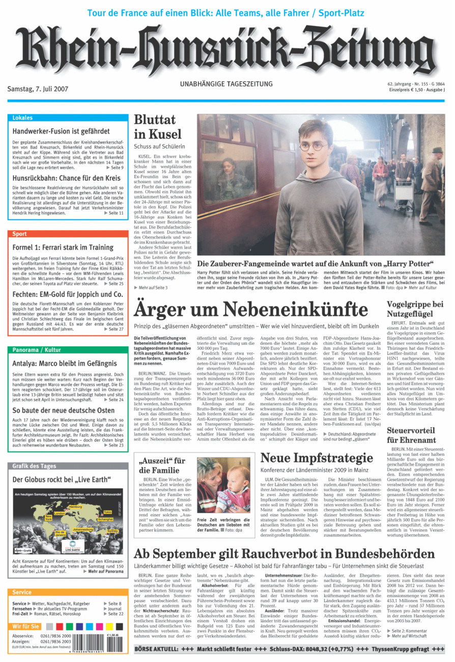Rhein-Hunsrück-Zeitung vom Samstag, 07.07.2007