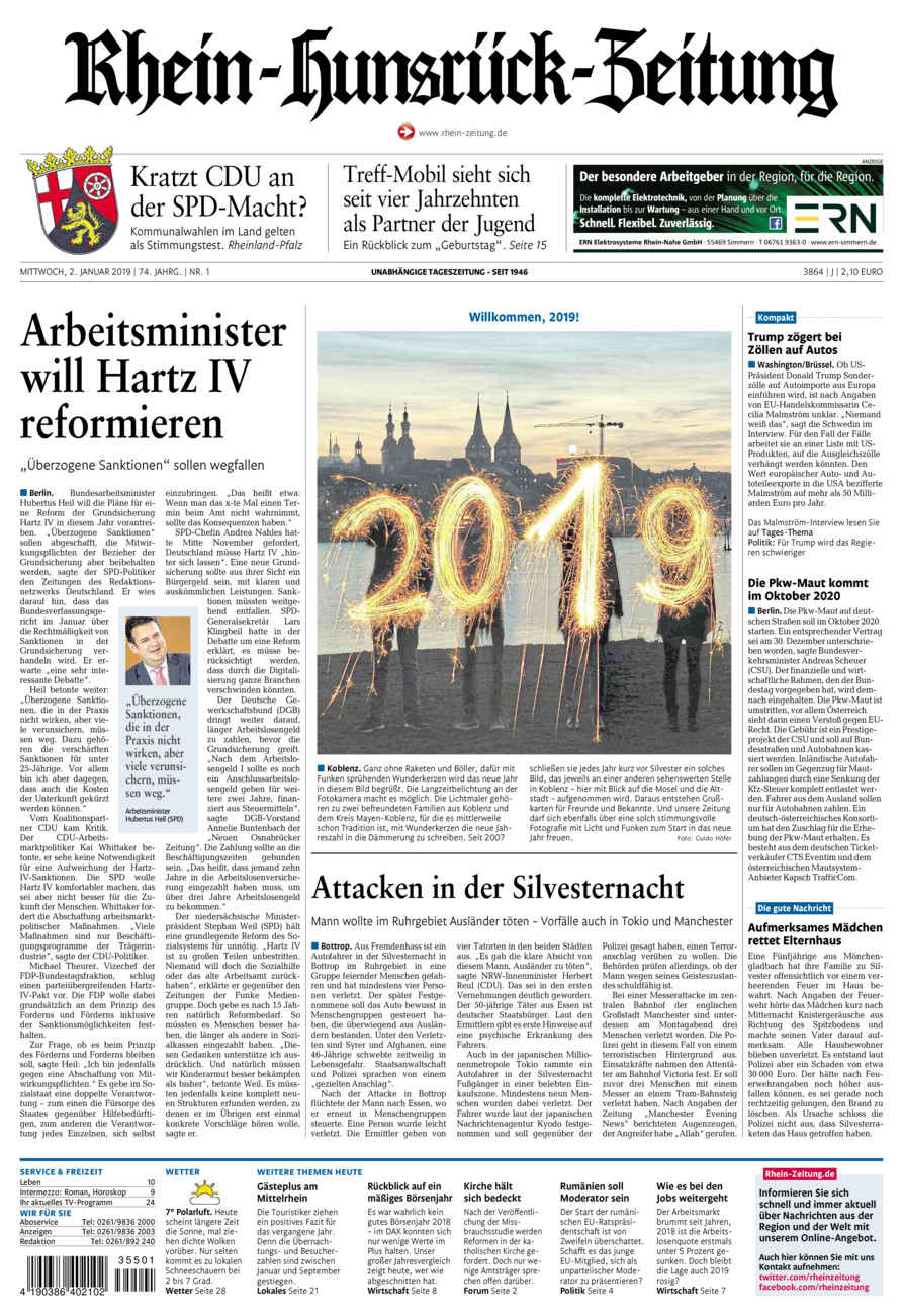 Rhein-Hunsrück-Zeitung vom Mittwoch, 02.01.2019