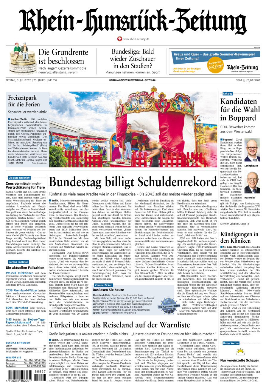 Rhein-Hunsrück-Zeitung vom Freitag, 03.07.2020