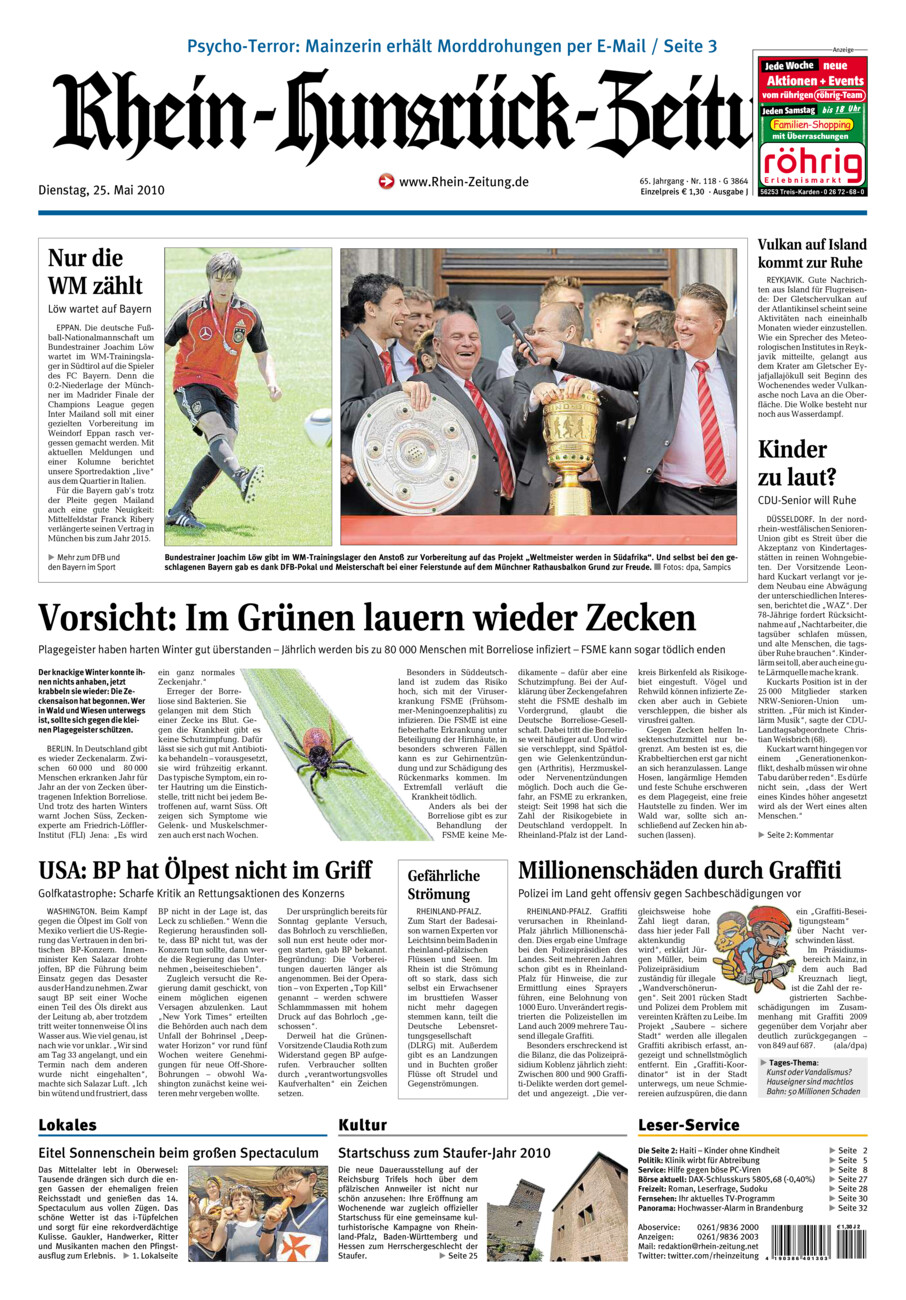 Rhein-Hunsrück-Zeitung vom Dienstag, 25.05.2010