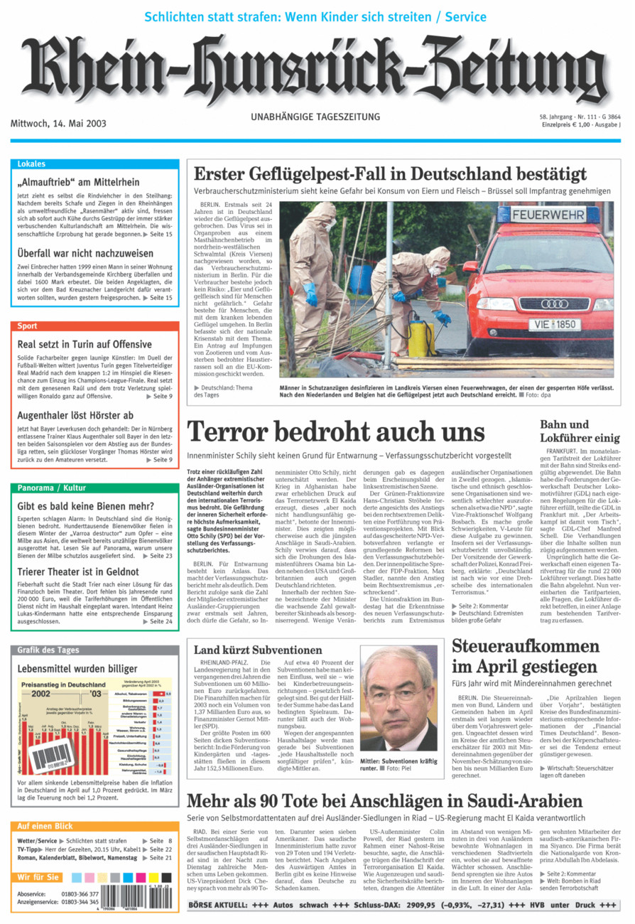 Rhein-Hunsrück-Zeitung vom Mittwoch, 14.05.2003