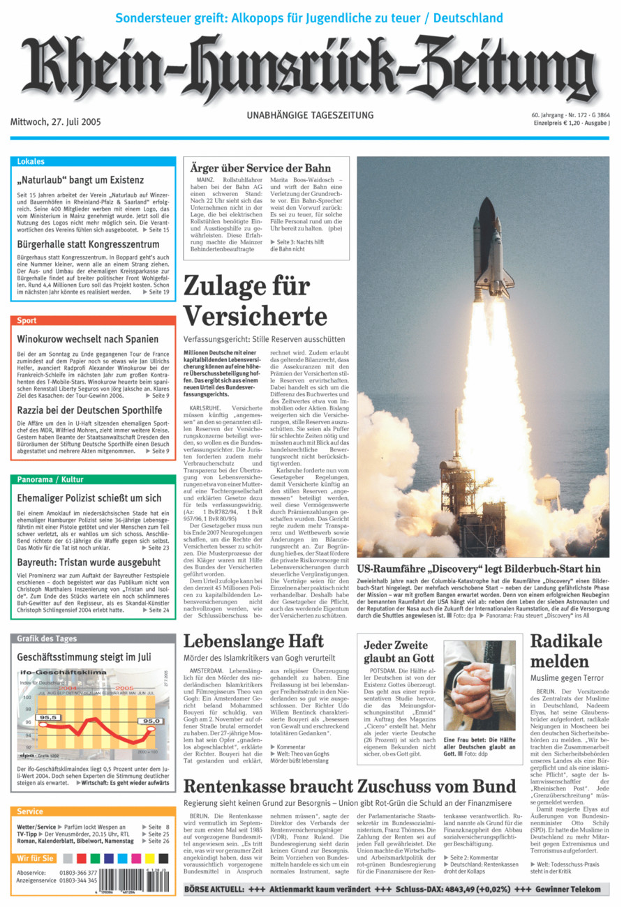 Rhein-Hunsrück-Zeitung vom Mittwoch, 27.07.2005