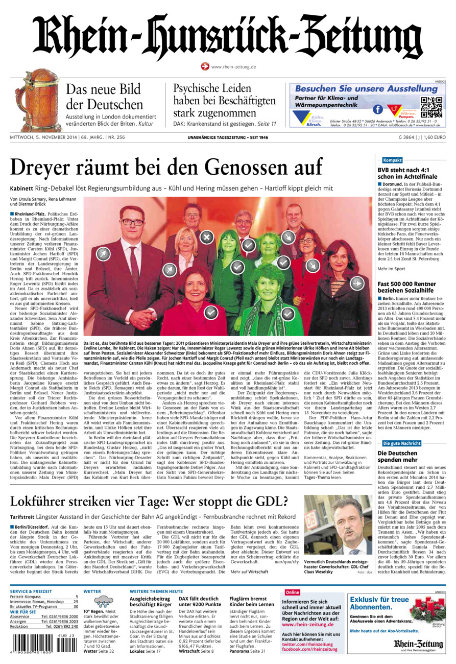 Rhein-Hunsrück-Zeitung vom Mittwoch, 05.11.2014