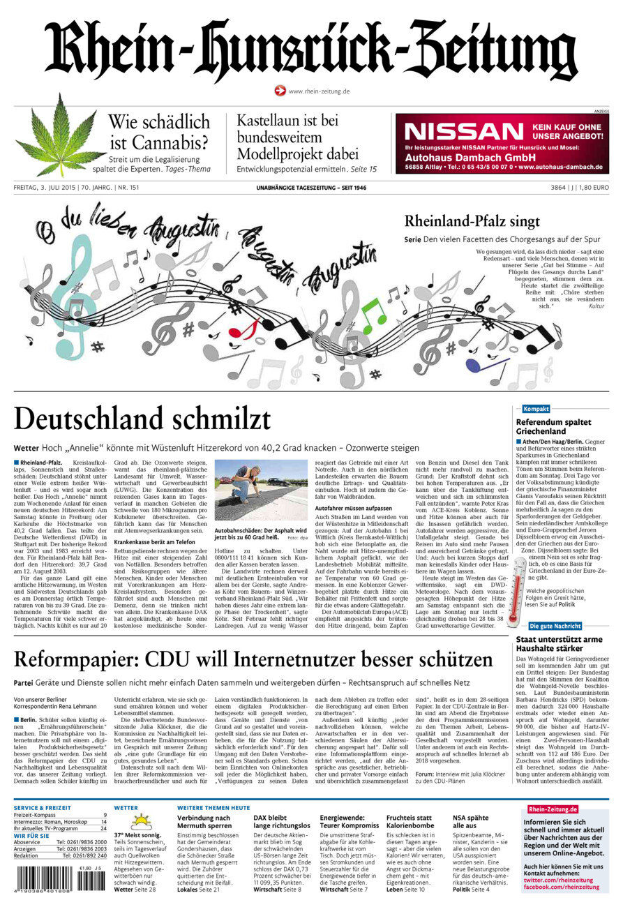 Rhein-Hunsrück-Zeitung vom Freitag, 03.07.2015