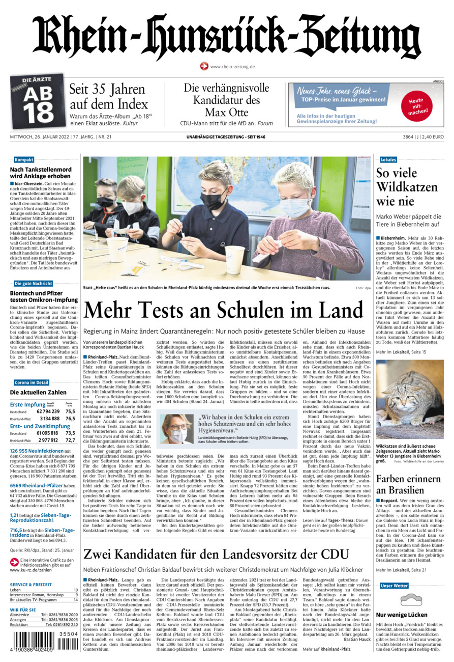 Rhein-Hunsrück-Zeitung vom Mittwoch, 26.01.2022