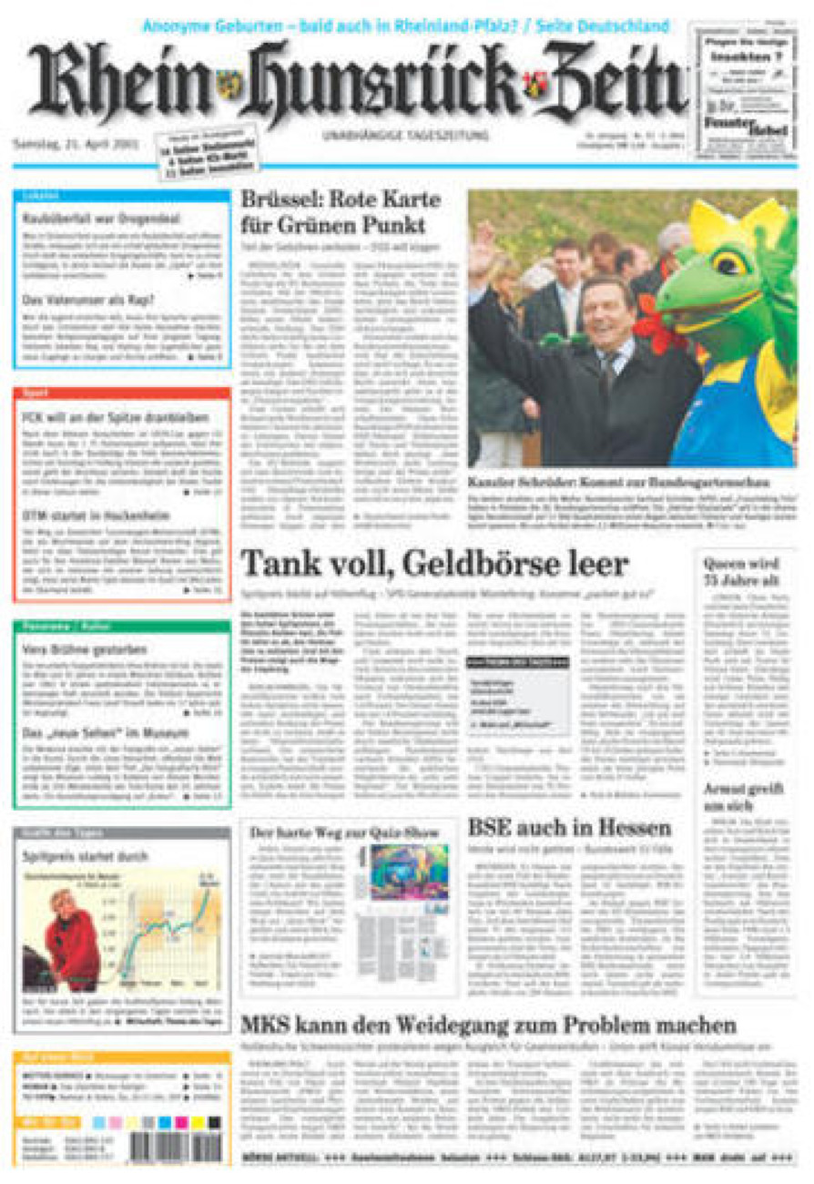 Rhein-Hunsrück-Zeitung vom Samstag, 21.04.2001